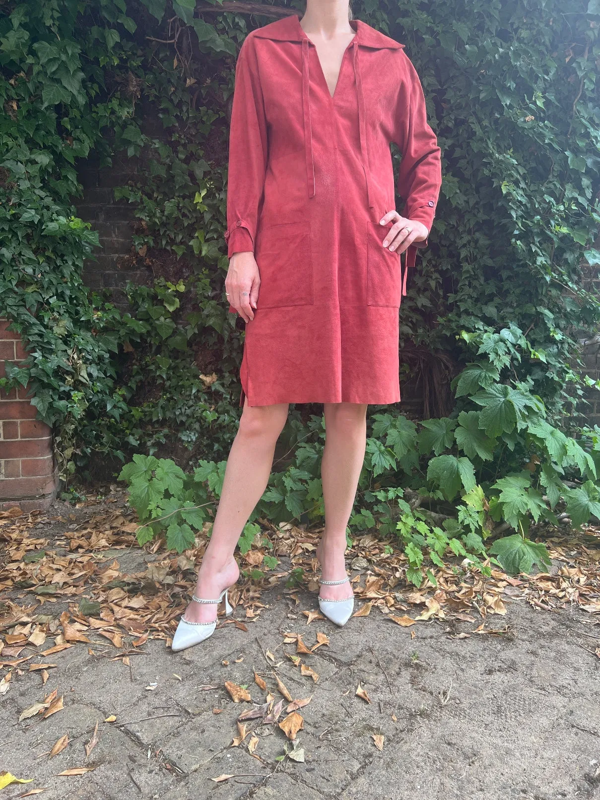 1970s Chloé by Karl Lagerfeld Terracotta Suede Tunic Dress