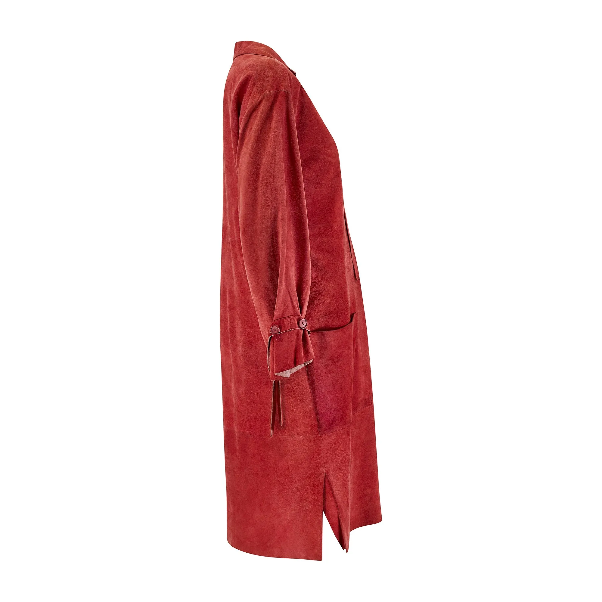 1970s Chloé by Karl Lagerfeld Terracotta Suede Tunic Dress