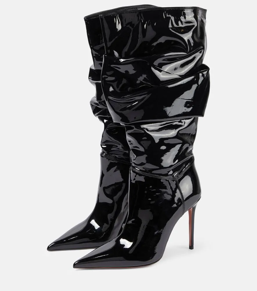 Amina Muaddi Jahleel 95 latex ankle boots