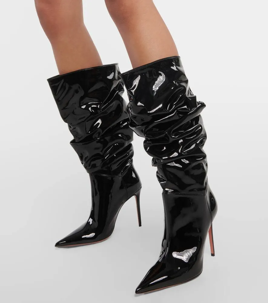 Amina Muaddi Jahleel 95 latex ankle boots