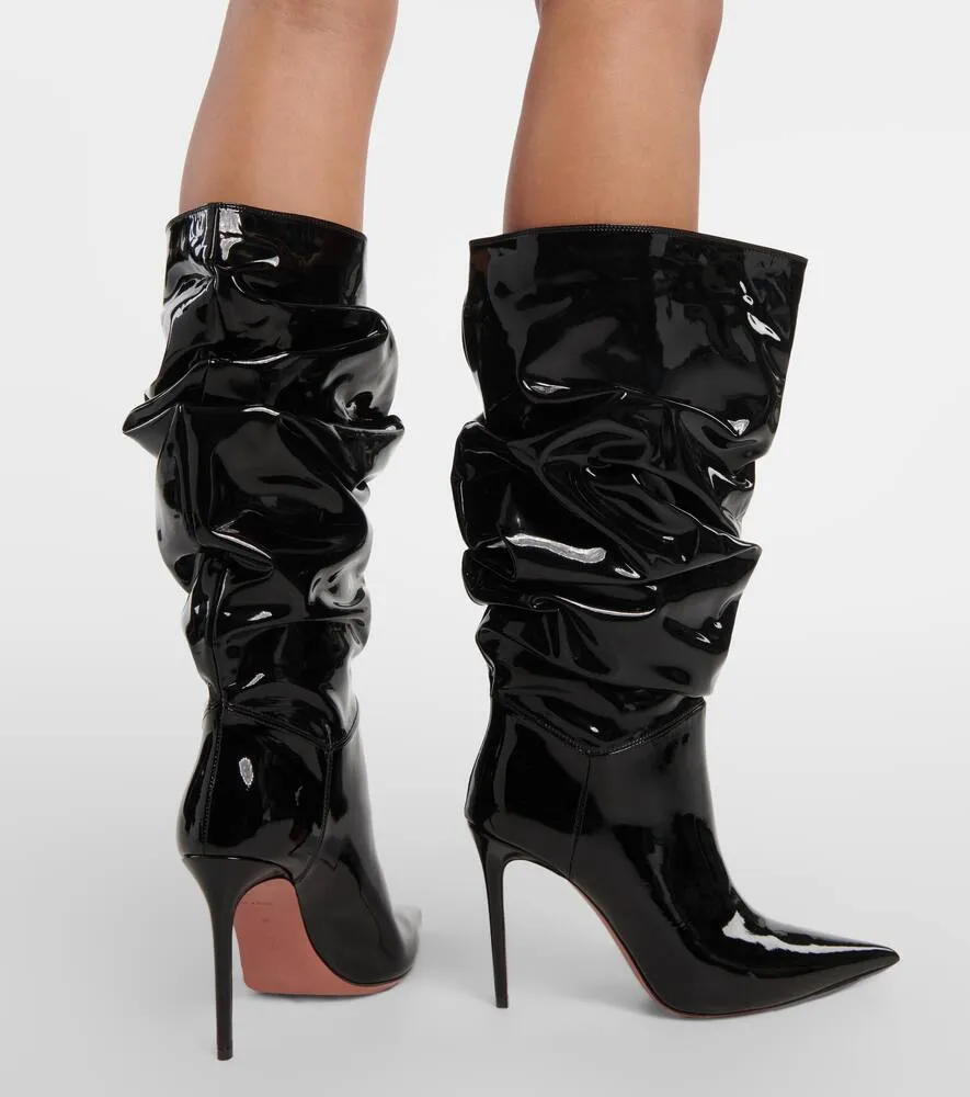 Amina Muaddi Jahleel 95 latex ankle boots