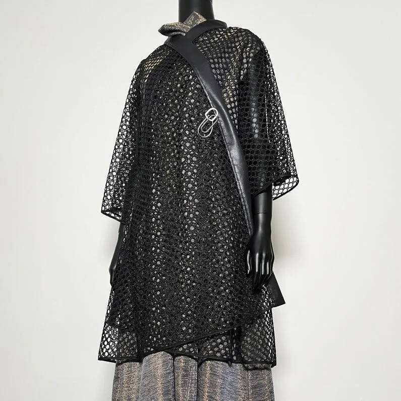 Audrey Swing Coat - One Of A Kind - Luxe black mesh