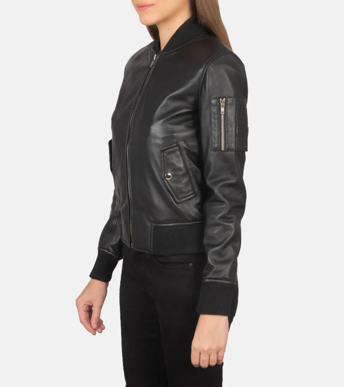 Ava Johns Women's Leather Bomber Jacket