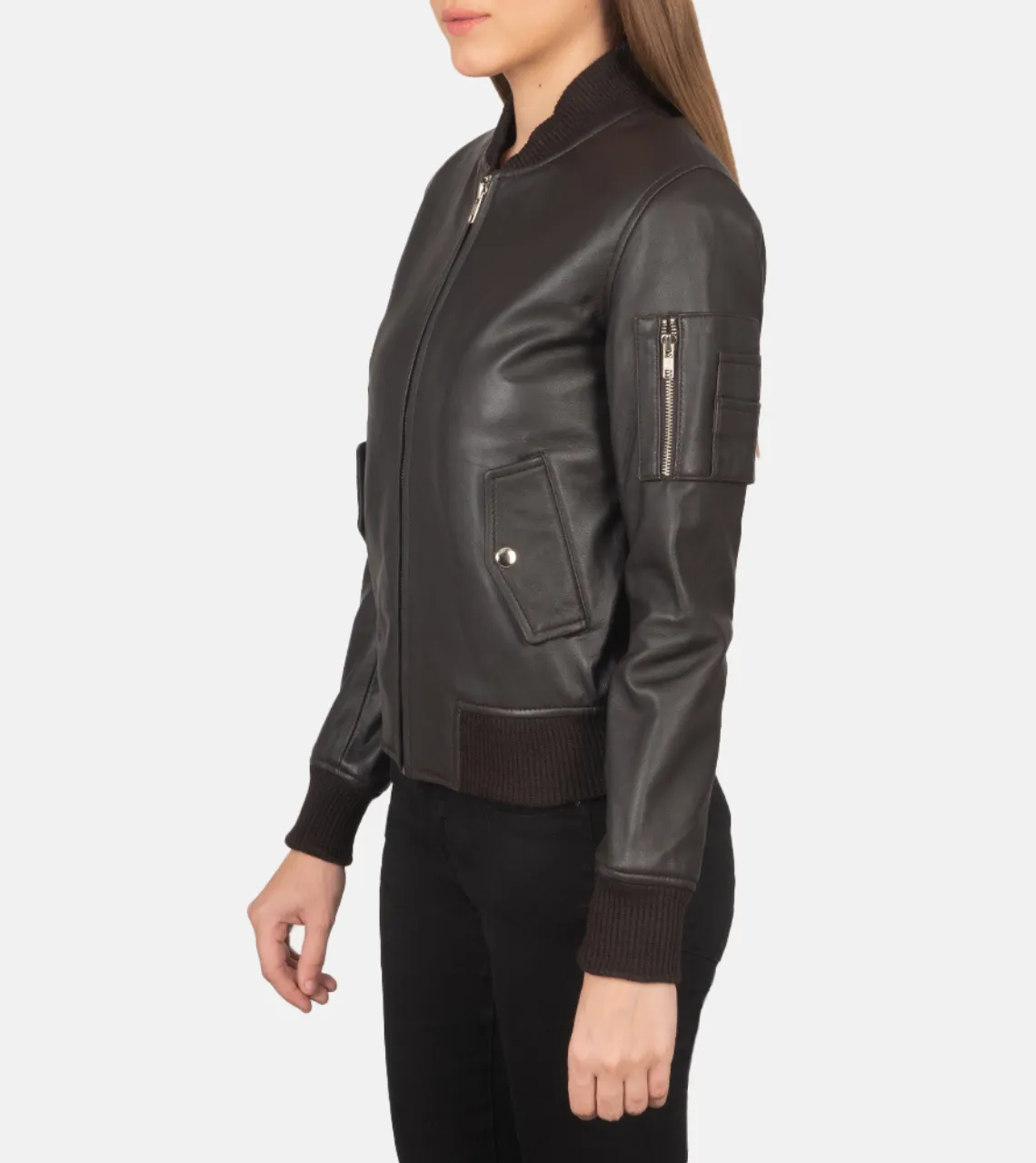 Ava Johns Women's Leather Bomber Jacket
