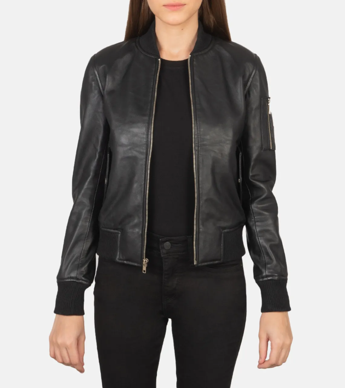 Ava Johns Women's Leather Bomber Jacket