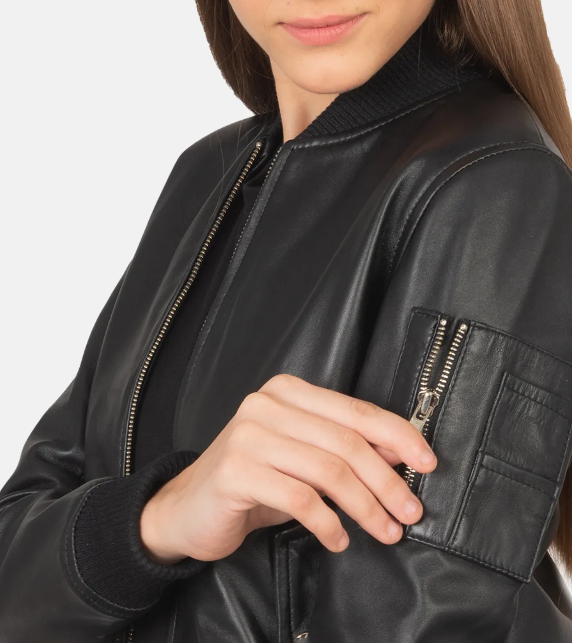 Ava Johns Women's Leather Bomber Jacket