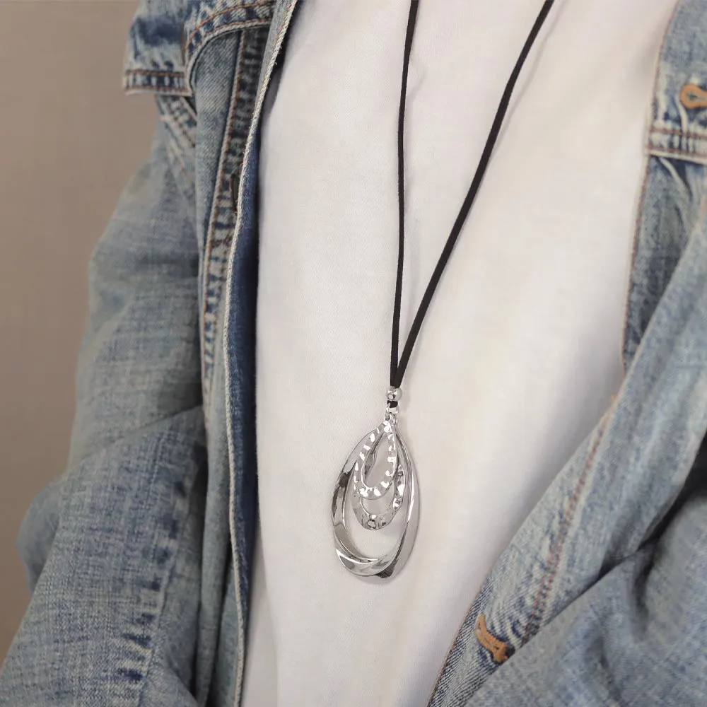 Big Drop Long Cord Necklace