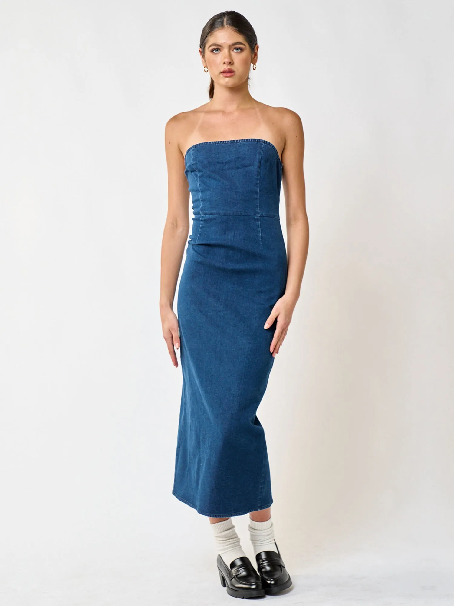 Blue Blush Strapless Denim Bodycon Dress - Brands We Love
