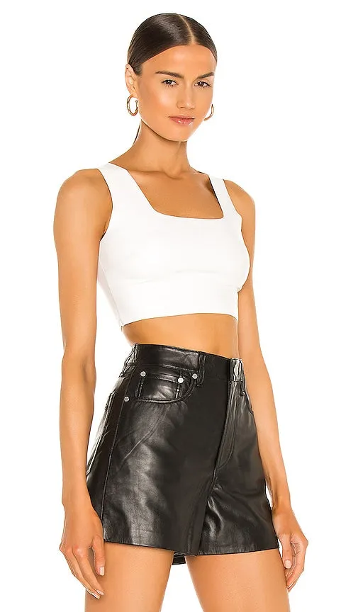 Commando Faux Leather Crop Top in White