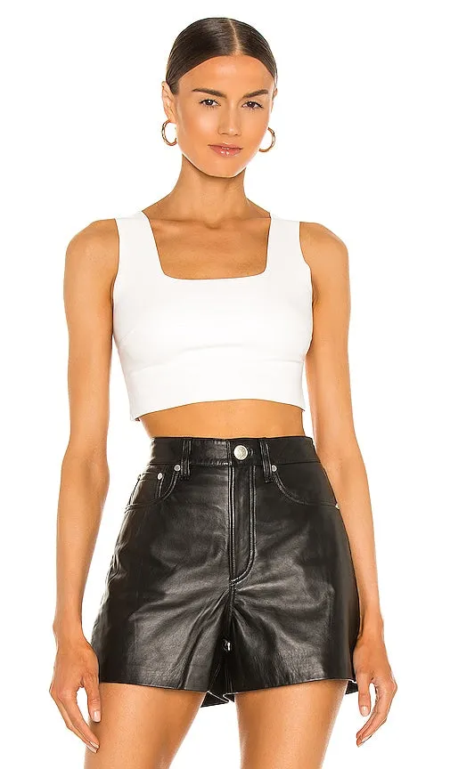 Commando Faux Leather Crop Top in White