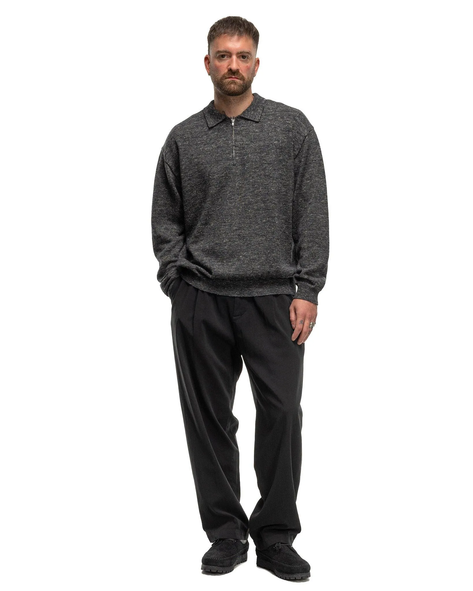 Cotton Voile Satin Wide Easy Pants Black