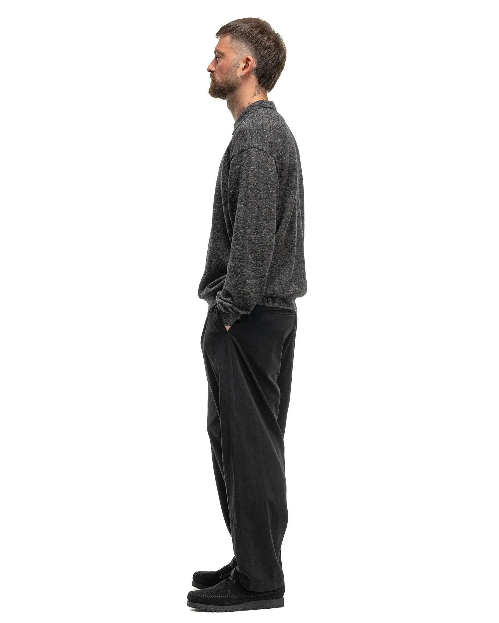 Cotton Voile Satin Wide Easy Pants Black