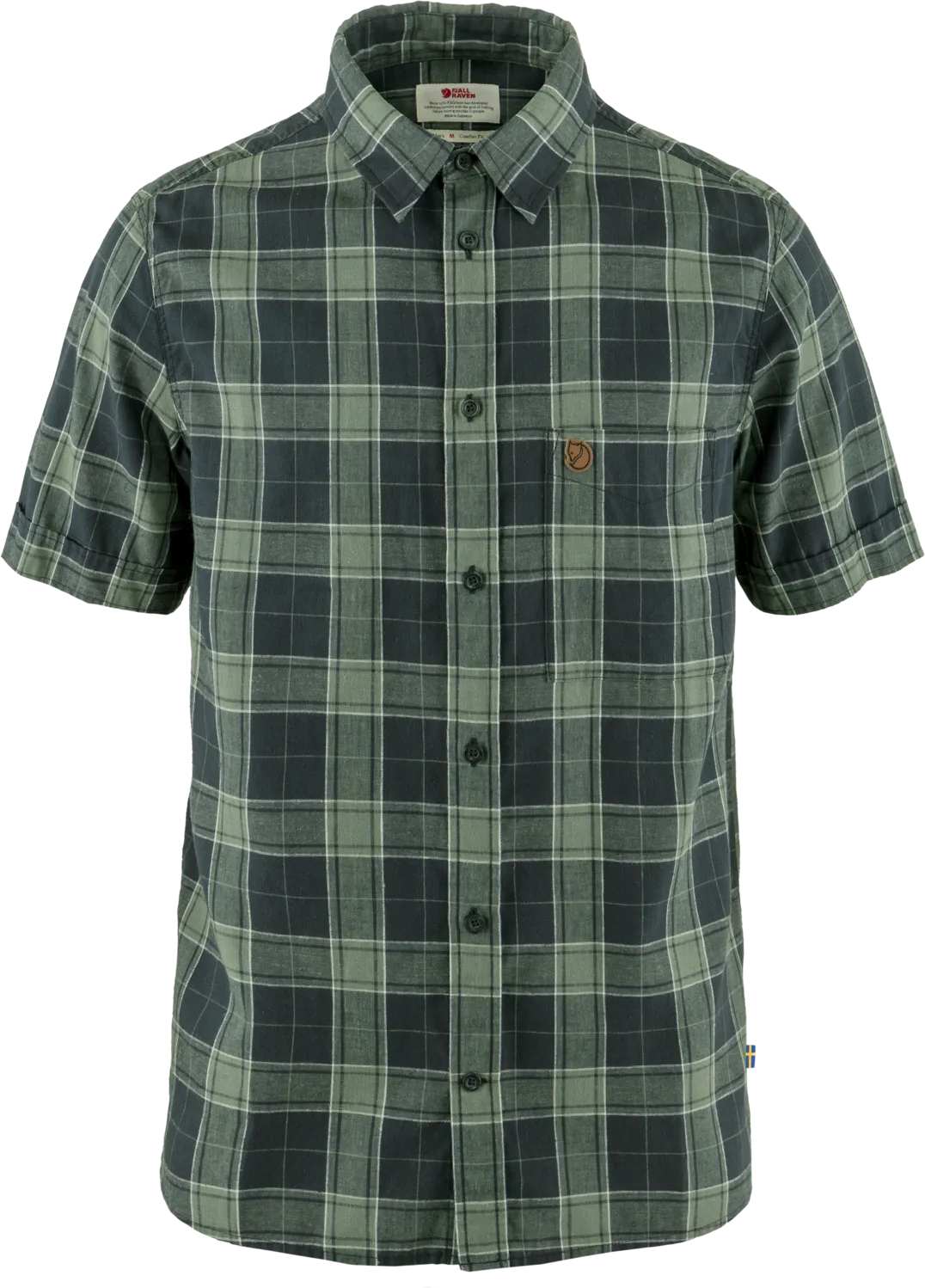 Fjällräven Men&#x27;s Övik Travel Shirt Short Sleeve Dark Navy/Patina Green | Buy Fjällräven Men&#x27;s Övik Travel Shirt Short Sleeve Dark Navy/Patina Green here | Outnorth