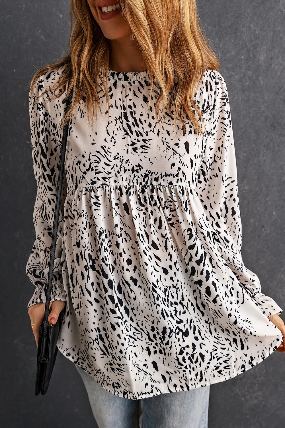 Flounce Sleeve Babydoll Blouse