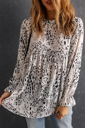 Flounce Sleeve Babydoll Blouse