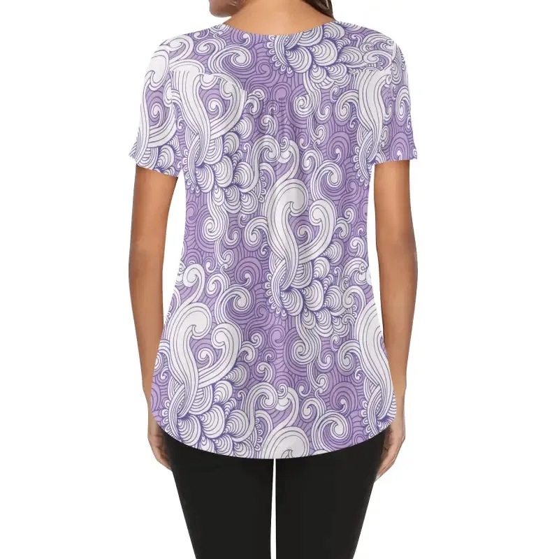 Get Groovy with This Women's Purple Paisley Babydoll Blouse