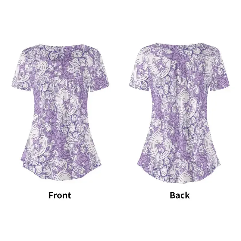 Get Groovy with This Women's Purple Paisley Babydoll Blouse