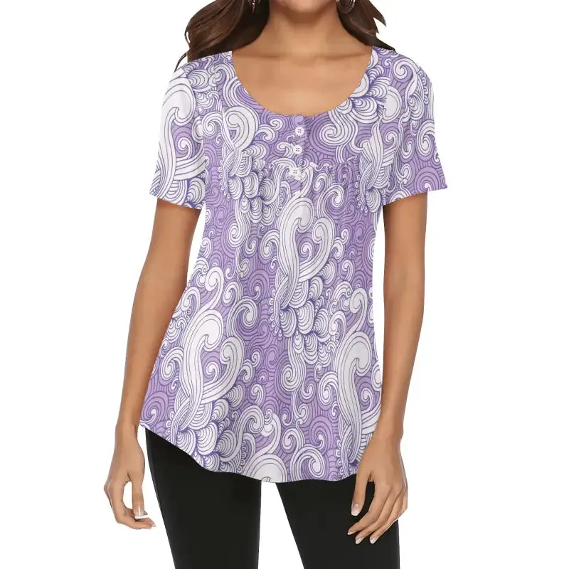 Get Groovy with This Women's Purple Paisley Babydoll Blouse