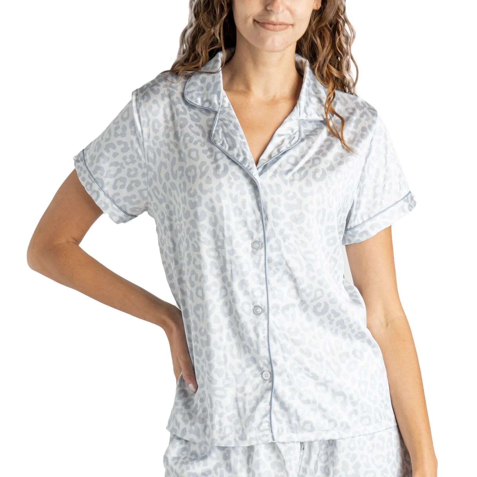 Hello Mello® Feline Sleepy Beauty Sleep Satin Pajama Top