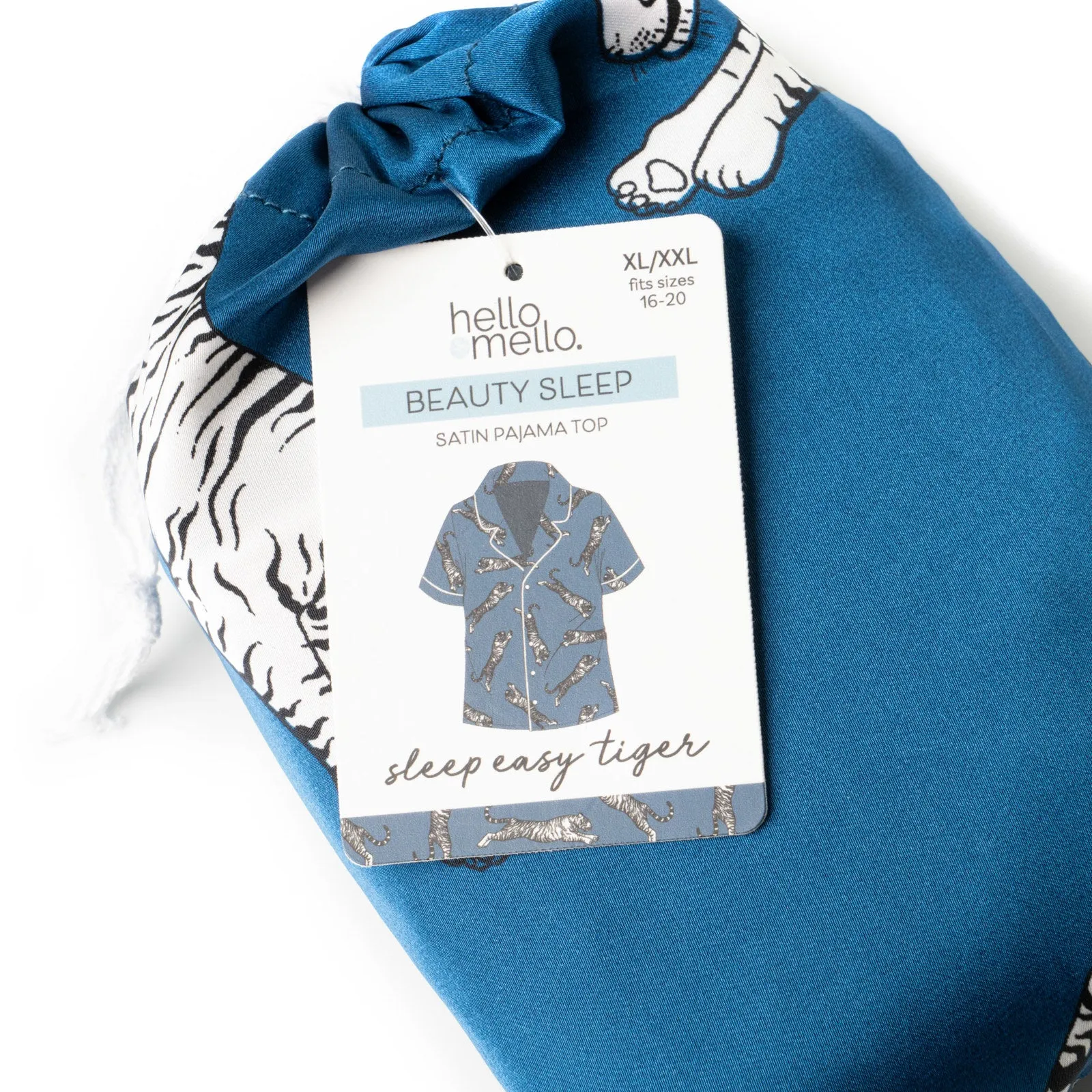 Hello Mello® Sleep Easy Tiger Beauty Sleep Satin Pajama Top