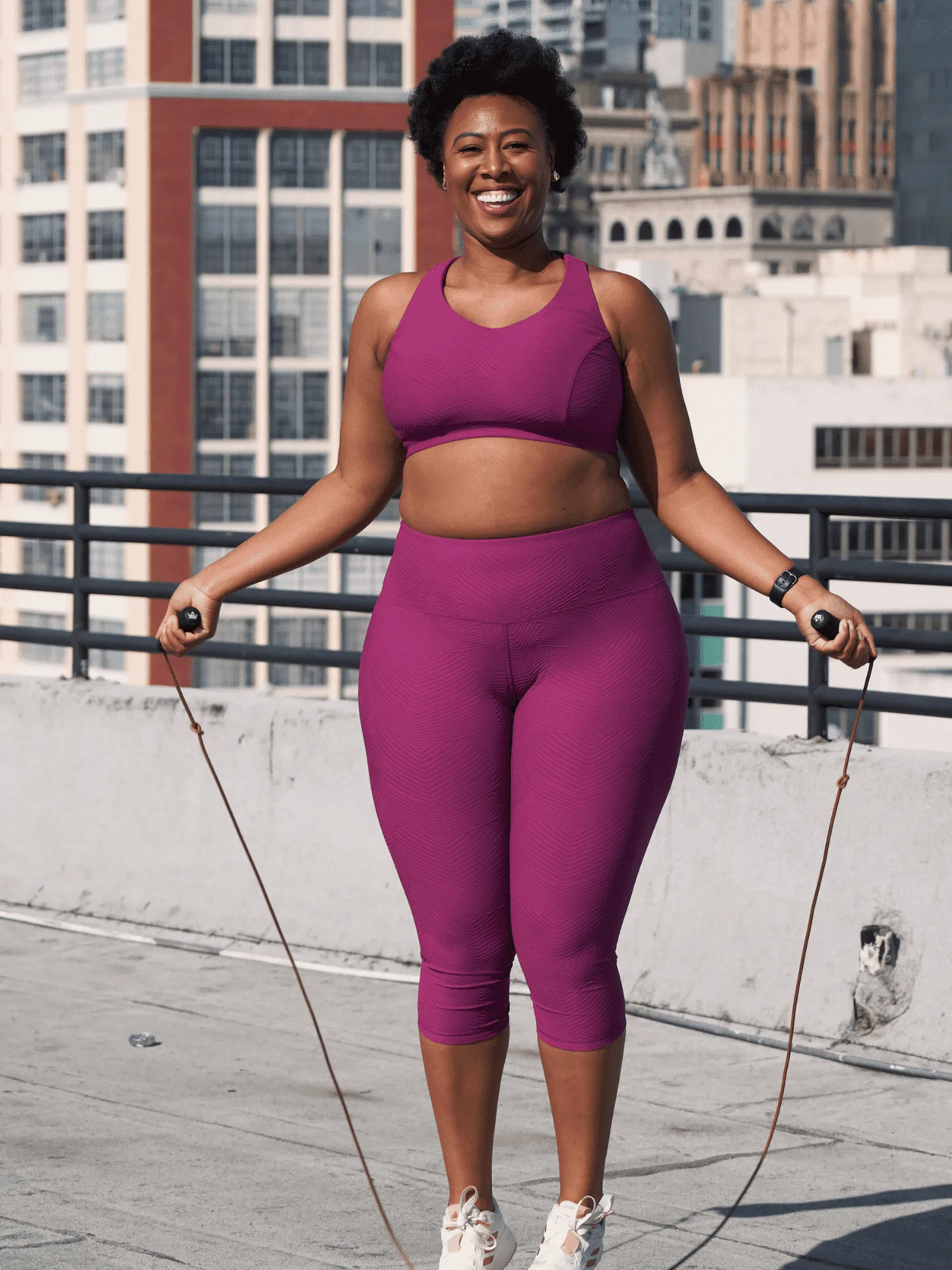 Hi-Rise Capri - Dusty Rose Ridges Pattern