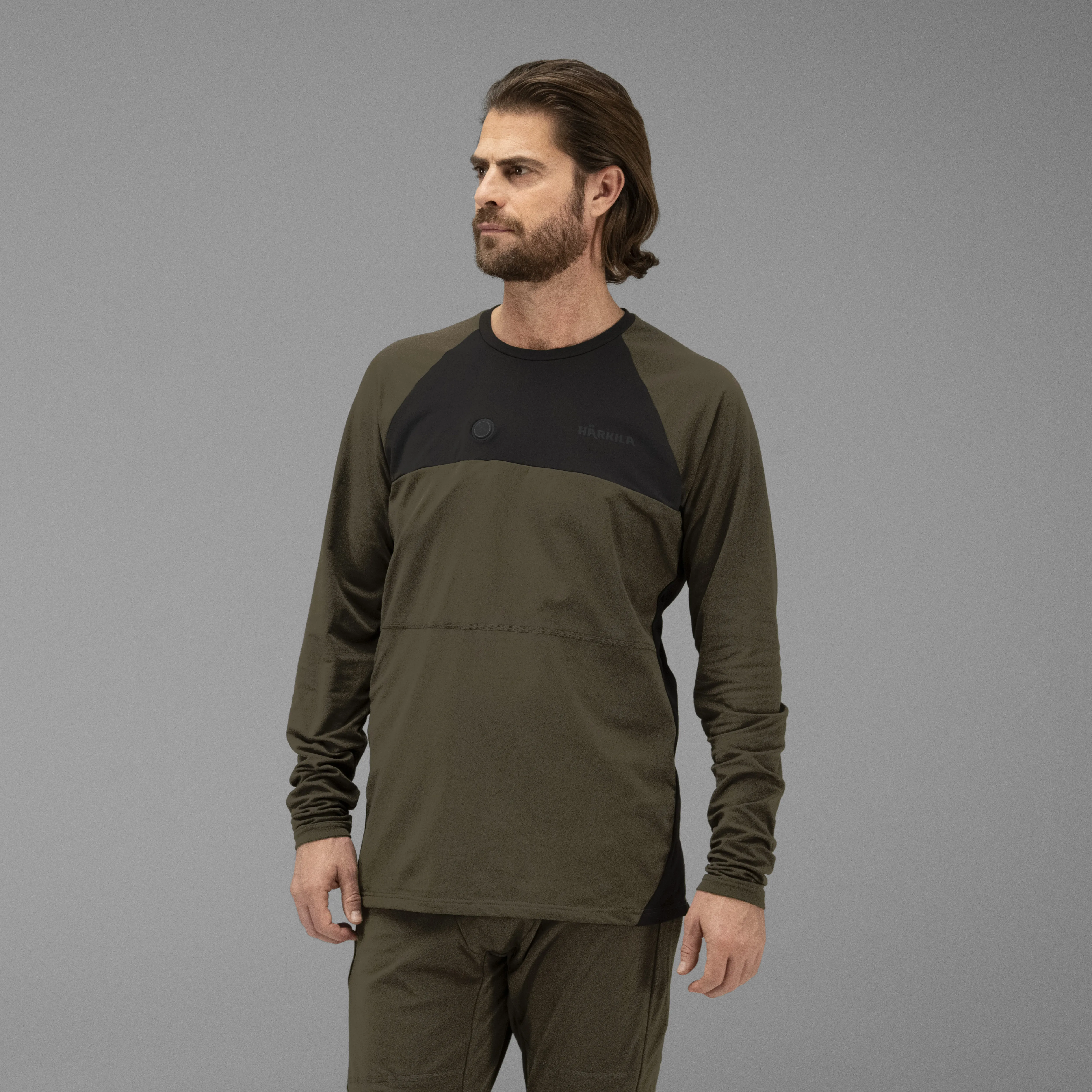 Härkila Men&#x27;s Heat L/S T-shirt Willow Green/Black | Buy Härkila Men&#x27;s Heat L/S T-shirt Willow Green/Black here | Outnorth