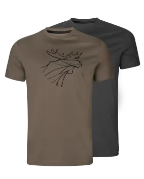 Härkila Men&#x27;s Härkila Graphic T-Shirt 2-Pack Brown Granite/Phantom | Buy Härkila Men&#x27;s Härkila Graphic T-Shirt 2-Pack Brown Granite/Phantom here | Outnorth