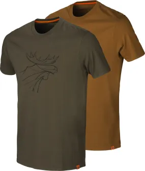 Härkila Men&#x27;s Härkila Graphic T-Shirt 2-Pack Willow Green/Slate Brown | Buy Härkila Men&#x27;s Härkila Graphic T-Shirt 2-Pack Willow Green/Slate Brown here | Outnorth