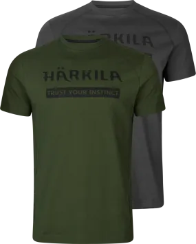 Härkila Men&#x27;s Härkila Logo T-Shirt 2-Pack Duffel Green/Phantom | Buy Härkila Men&#x27;s Härkila Logo T-Shirt 2-Pack Duffel Green/Phantom here | Outnorth