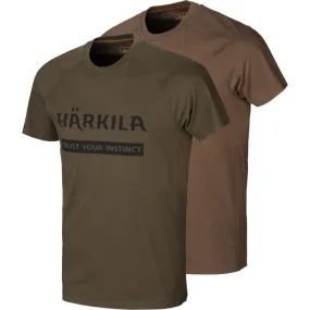 Härkila Men&#x27;s Härkila Logo T-Shirt 2-Pack Willow Green/Slate Brown | Buy Härkila Men&#x27;s Härkila Logo T-Shirt 2-Pack Willow Green/Slate Brown here | Outnorth