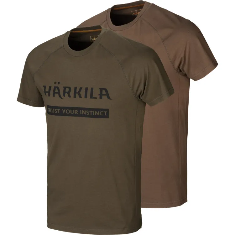 Härkila Men&#x27;s Härkila Logo T-Shirt 2-Pack Willow Green/Slate Brown | Buy Härkila Men&#x27;s Härkila Logo T-Shirt 2-Pack Willow Green/Slate Brown here | Outnorth