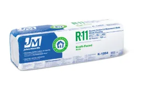 Johns Manville 90005455 Kraft-Faced R-11 Fiberglass Insulation Batt, 15" x 93"