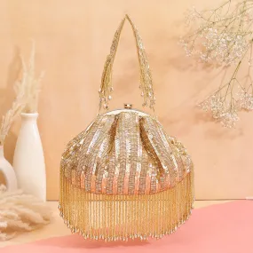 Long Tassel Embroidery Soft Pouch Bag
