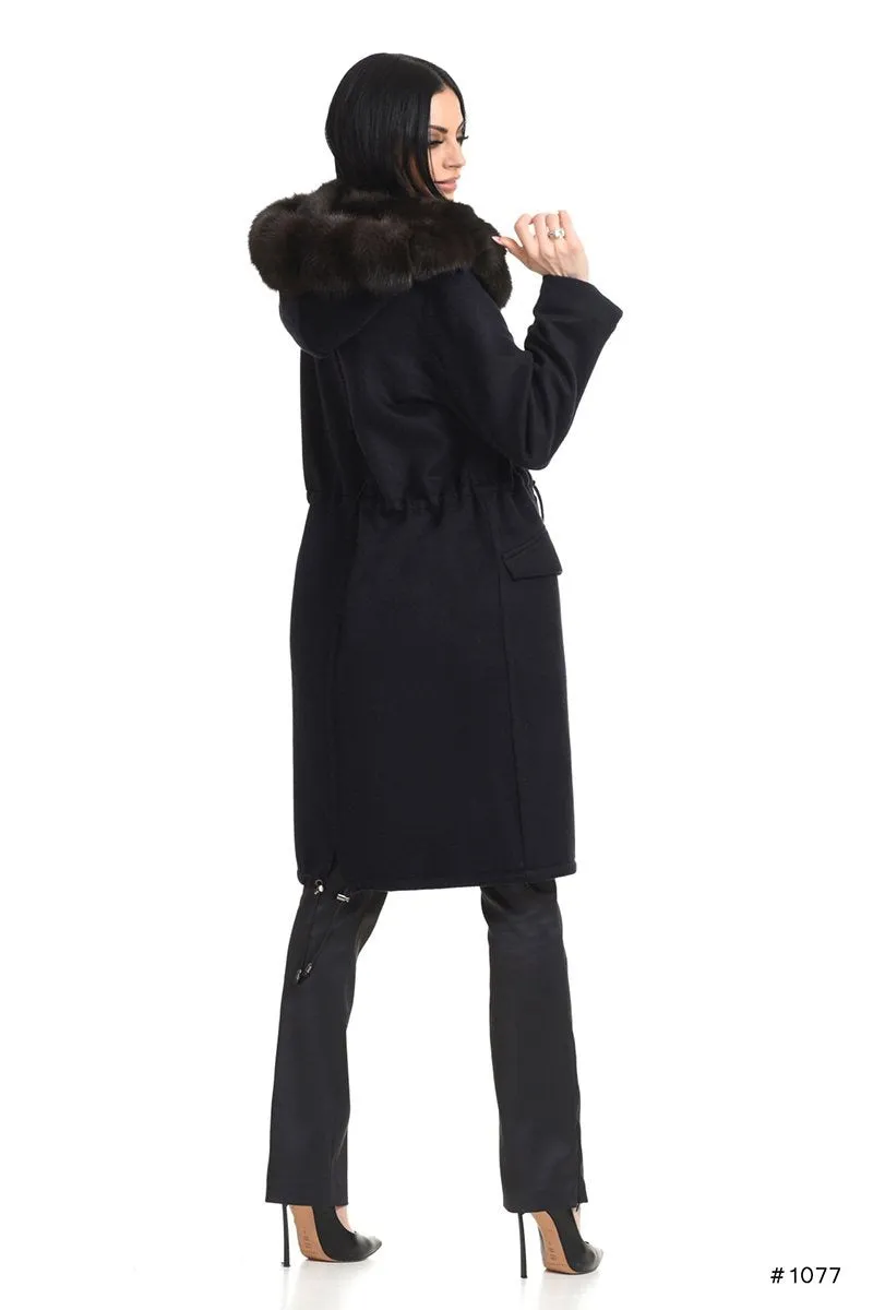 Loro Piana cashmere parka with sable hood