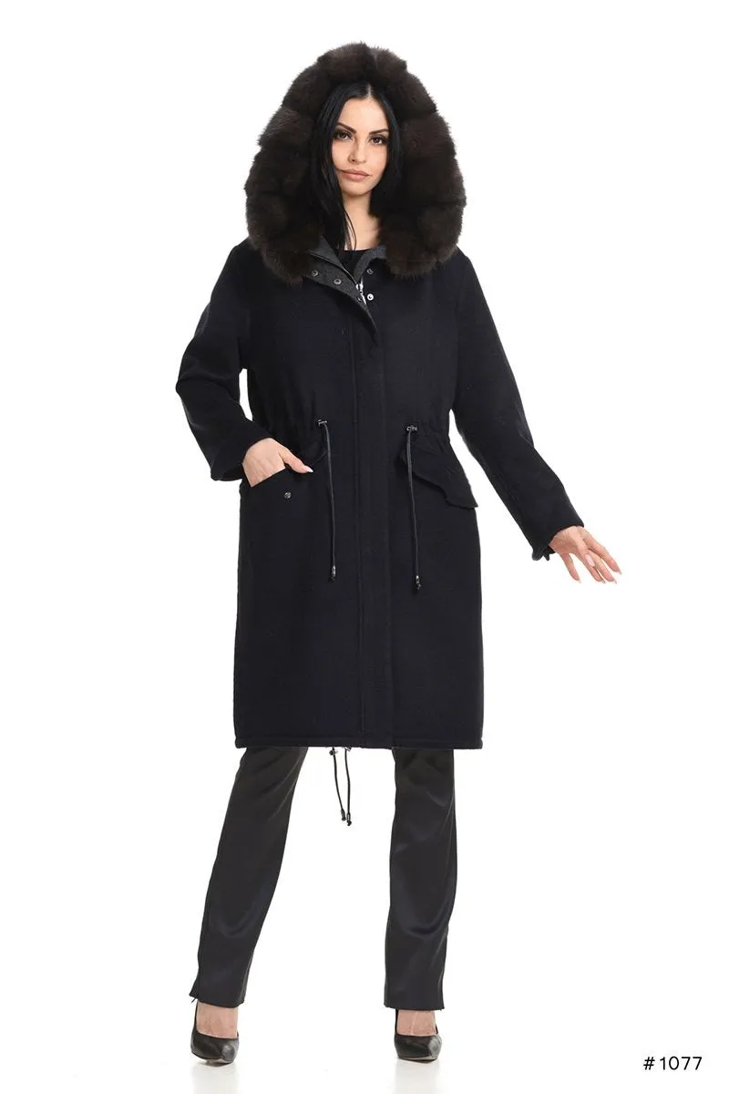 Loro Piana cashmere parka with sable hood