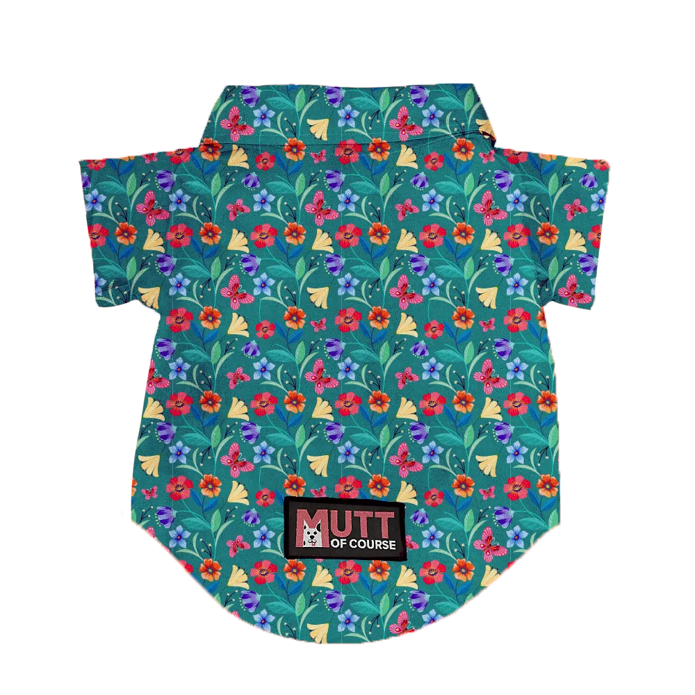 Matching Garden Green Dog Shirt & Dog Bow Tie  | Adjustable Bow Tie for Dogs | Breathable Fabric Shirt for Dogs