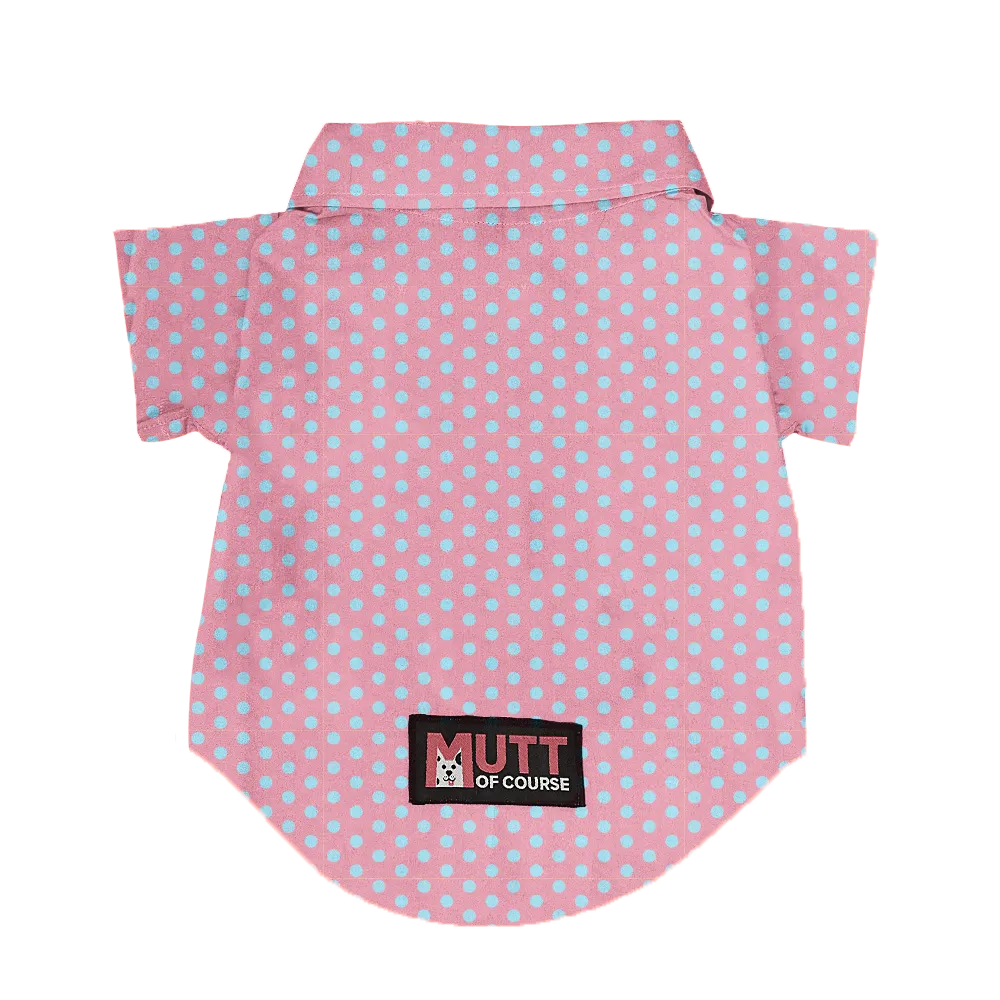Matching Polka Pink Dog Shirt & Dog Bow Tie  | Adjustable Bow Tie for Dogs | Breathable Fabric Shirt for Dogs