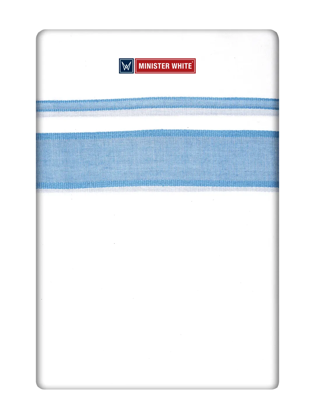 Mens Cotton White Double Layered Dhoti with Ice Blue Fancy Kara - Empuran
