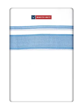 Mens Cotton White Double Layered Dhoti with Ice Blue Fancy Kara - Empuran