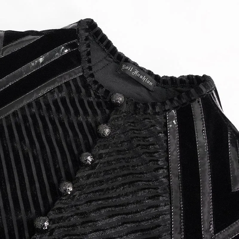 Men's Gothic Stripes Splice Velvet Shirt