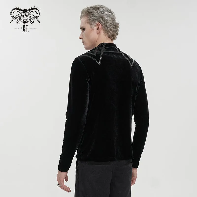 Men's Gothic Stripes Splice Velvet Shirt