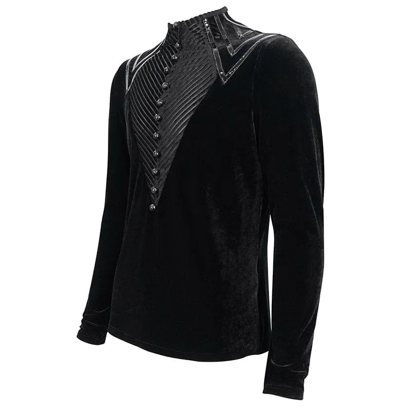 Men's Gothic Stripes Splice Velvet Shirt
