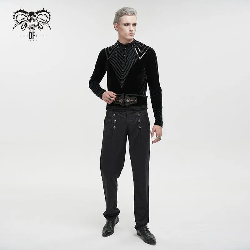 Men's Gothic Stripes Splice Velvet Shirt