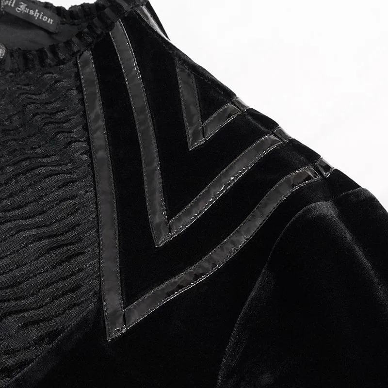 Men's Gothic Stripes Splice Velvet Shirt