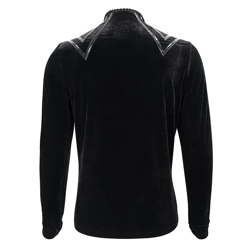Men's Gothic Stripes Splice Velvet Shirt