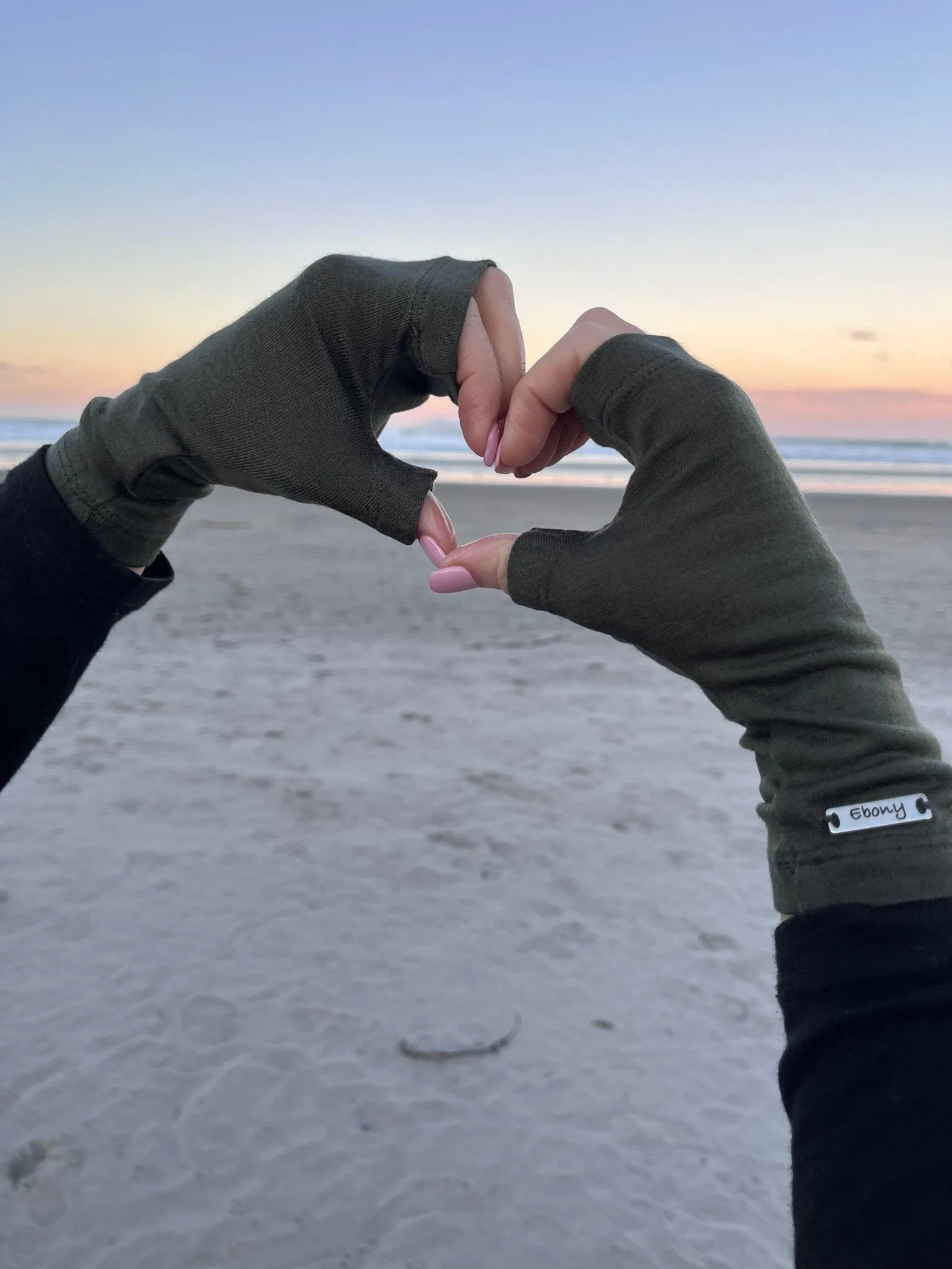 MERINO WOOL FINGERLESS GLOVES KHAKI