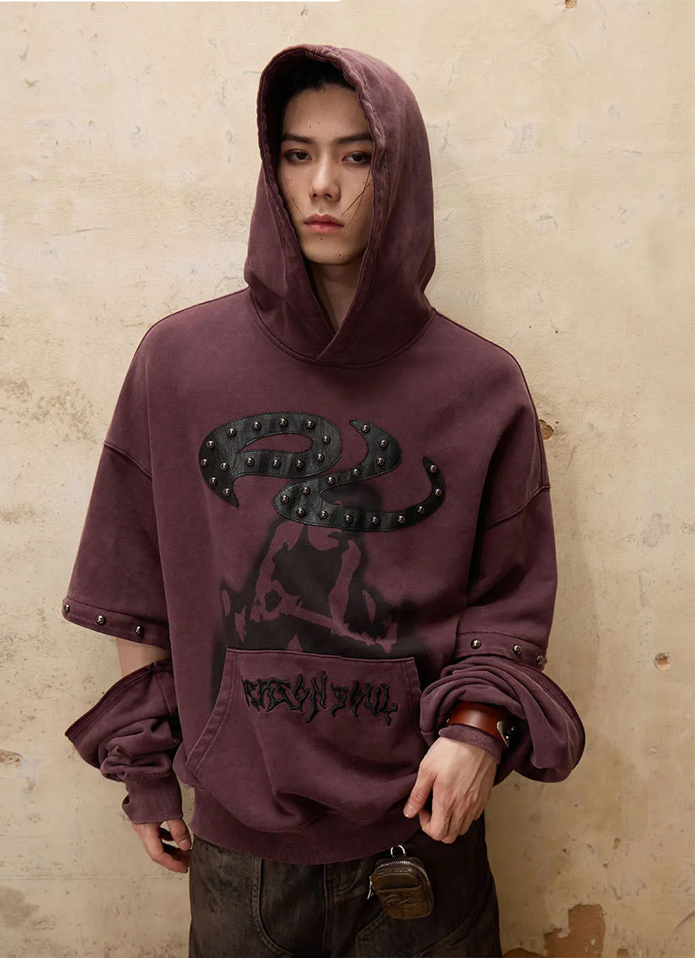 Metasymbol Leather Detachable Sleeve Parka