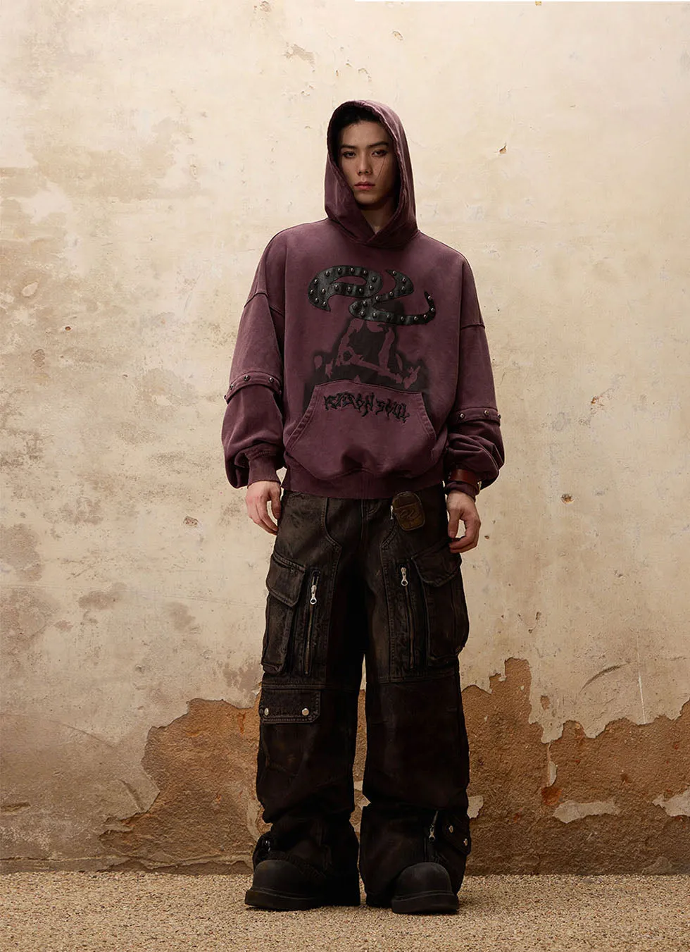 Metasymbol Leather Detachable Sleeve Parka