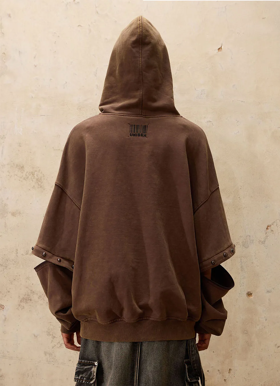 Metasymbol Leather Detachable Sleeve Parka