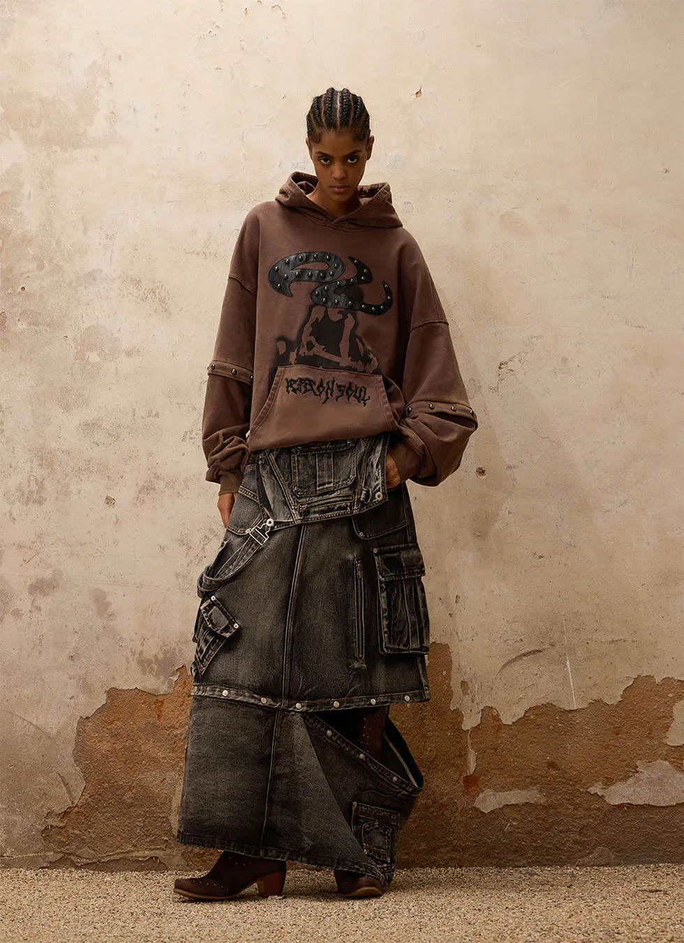 Metasymbol Leather Detachable Sleeve Parka